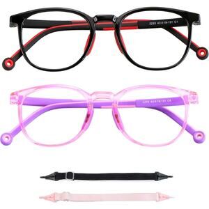 New LAMBBAA 2 Pack Kids Age 3-12 Blue Light Blocking Anti Glare Computer Glasses